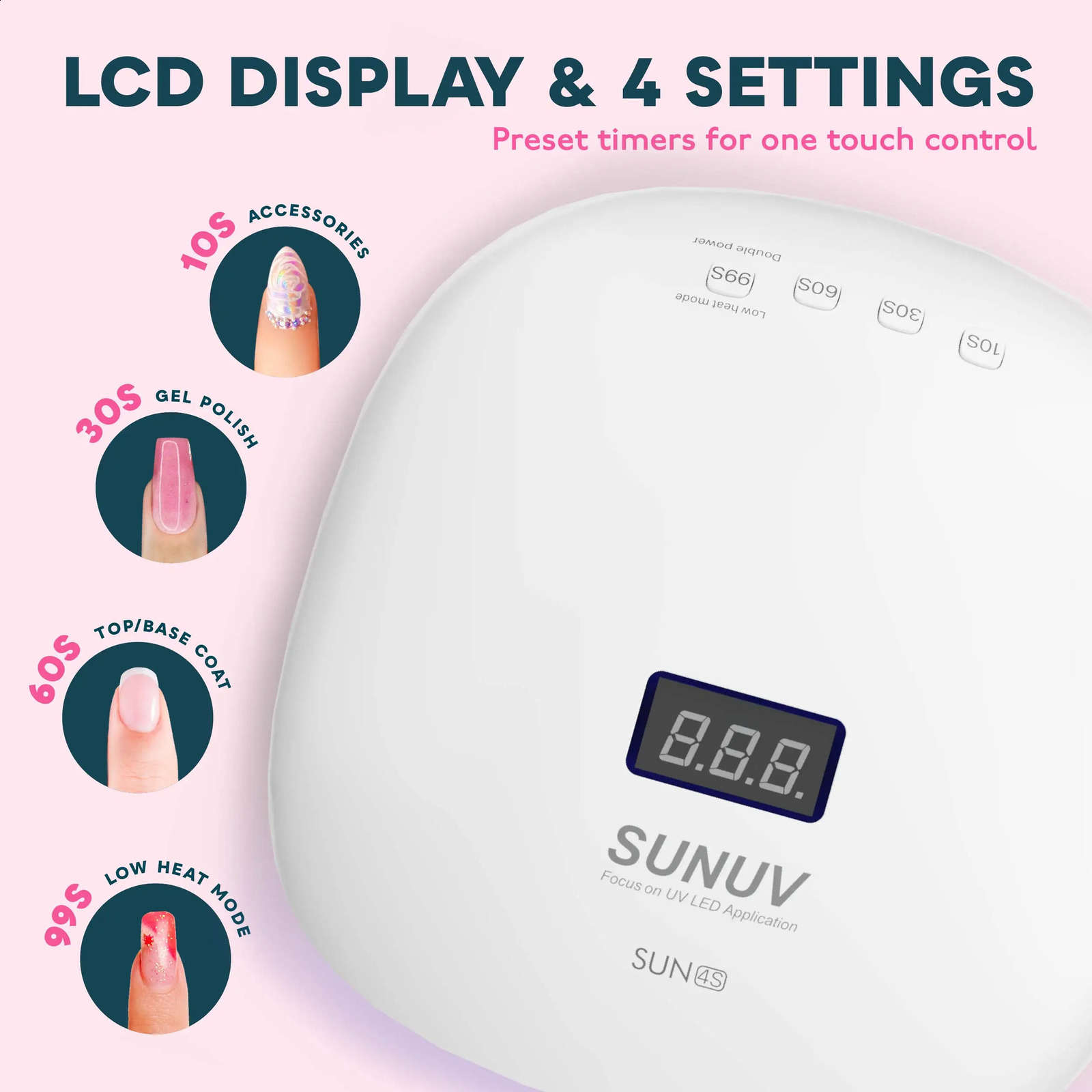 SUNUV SUN4S Nail Lamp 48W UV LED Nail Dryer for Curing Gels Polish With Smart Sensor Manicure Nail Art Salon Equipment 241224