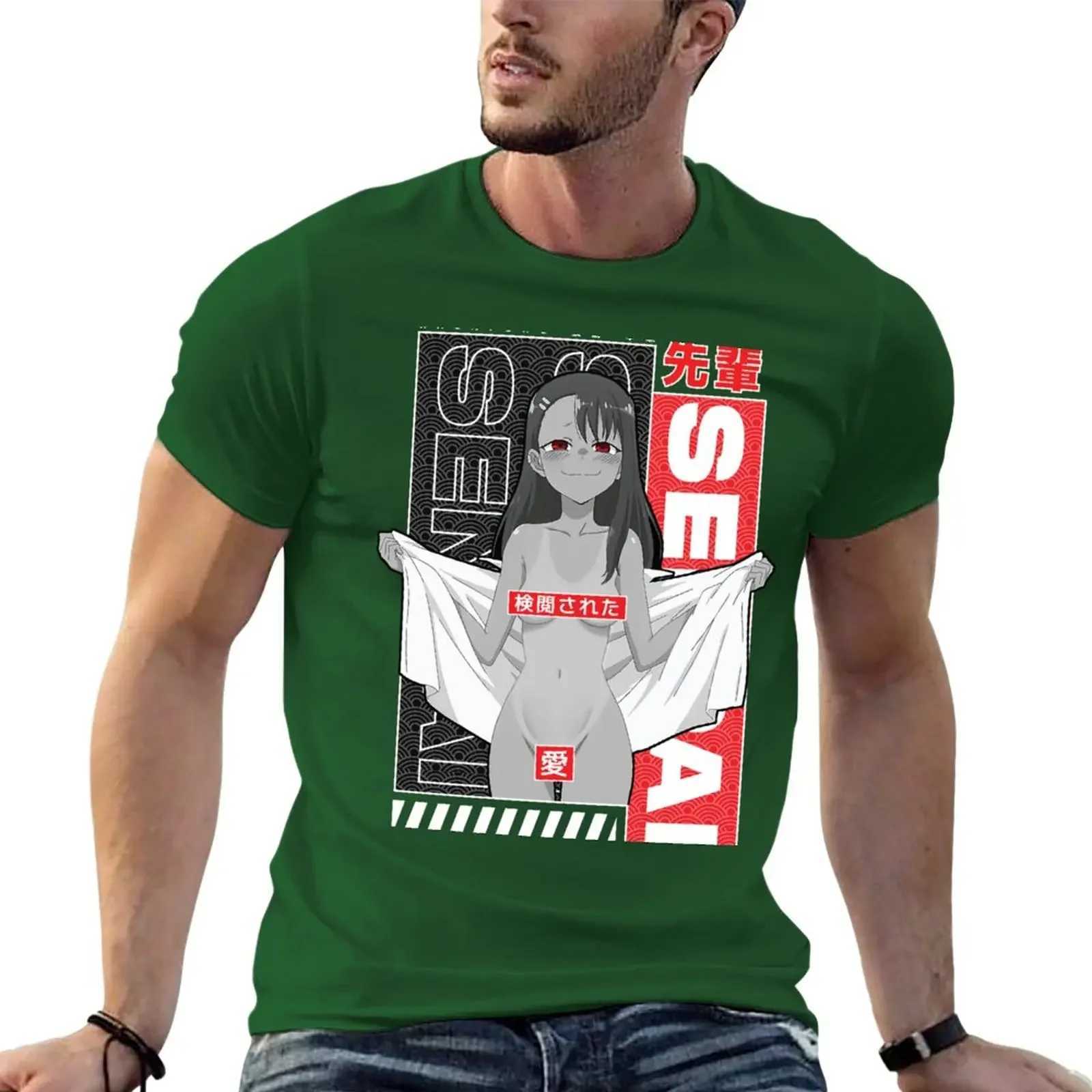 New fashion heavyweight hot selling Nagasaki smile T-shirt solid color T-shirt oversized anime plus size top mens exercise shirt W241223