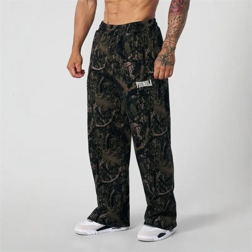 Fashion Casual Pants Digital Camo Printed Straight Leg Pants Sports Loose Wide Leg Pants