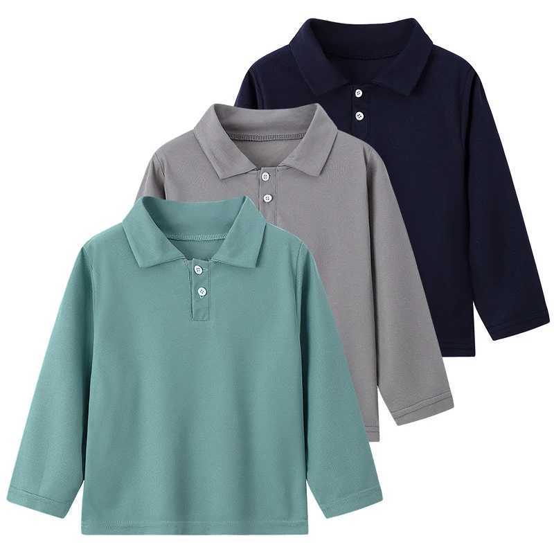 2025 New 3-Piece Childrens Solid Color Simple Fashion Polo Shirt Boys Casual Clown Long Sleeve Shirt Brothers Parents Children W241223