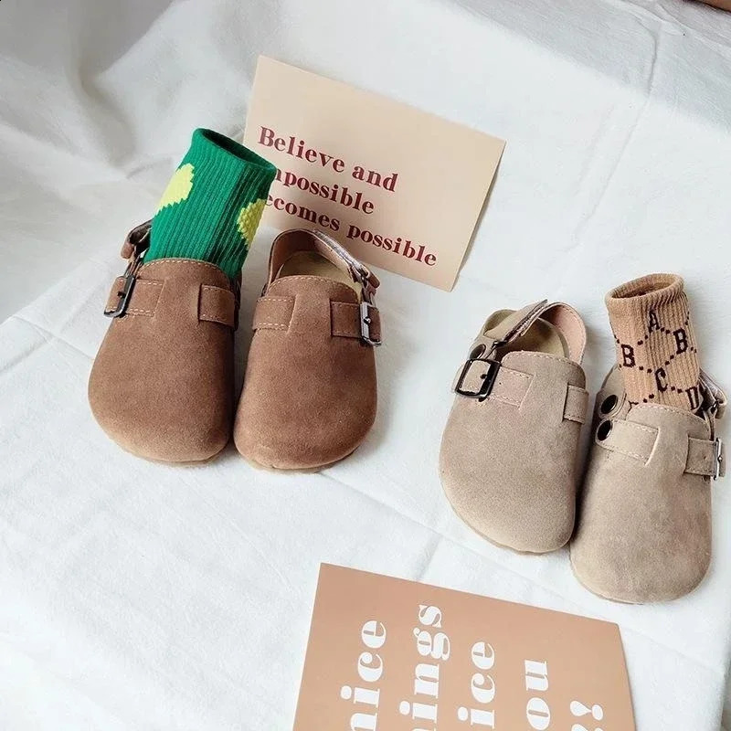 Childrens Fleece Elastic Clogs Baby Boys Girls Plush SlipperPrewalker Winter Warm Soft Sole ShoesAnti-Slippery Footwear 241223