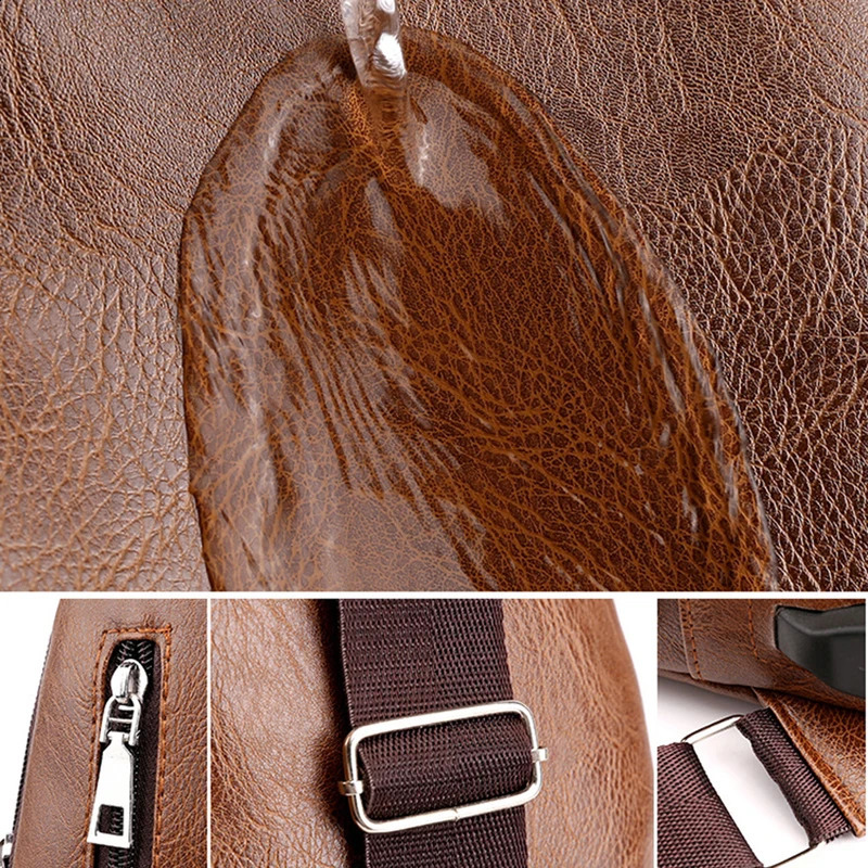 Fashion Messenger Bag Leather Men Chest Bag Vintage Crossbody Shoulder Bag Mens Business Sling Bags Casual Chest Packs 241224