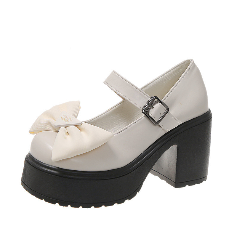 Heeled High Ddmywed Small Leather New Spring And Autumn Season JK Clothing Plus Size Mary Jane Butterfly Bow Single Shoes For Women Chinese Brand F Dd