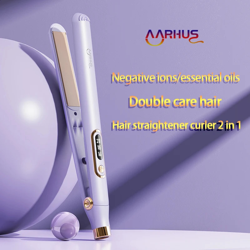 Womens Hair Curler Straightener 2 In 1 Professional Negative Ion Essential Oil Maintenance Beauty And Health Styling Tool 241224