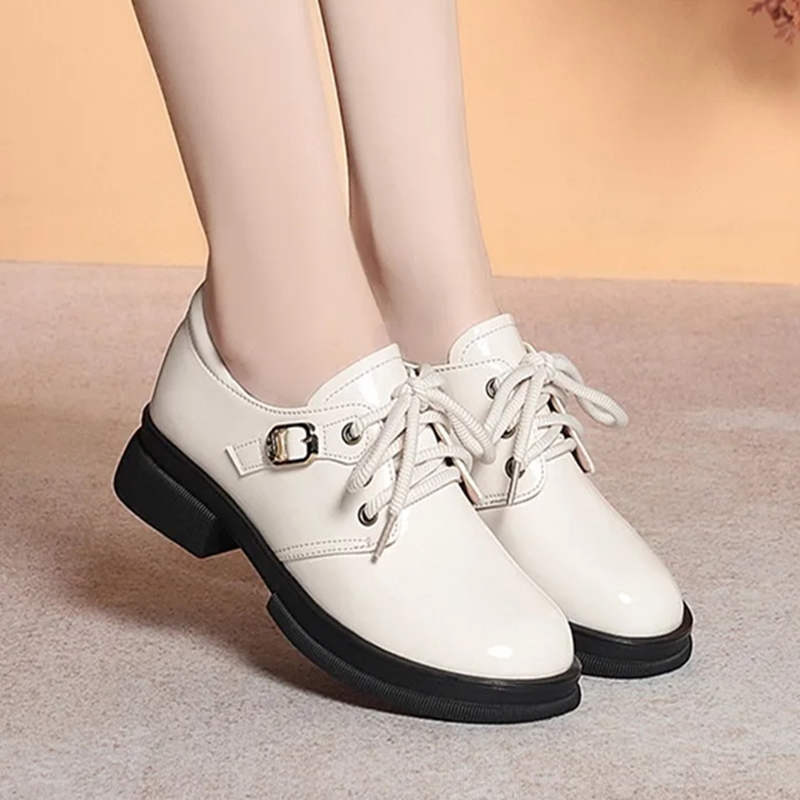 AIYUQI Women's Shoes Large Size Fall Genuine Leather Women's Shoes Lace-up British-style Non-slip Women's Shoes