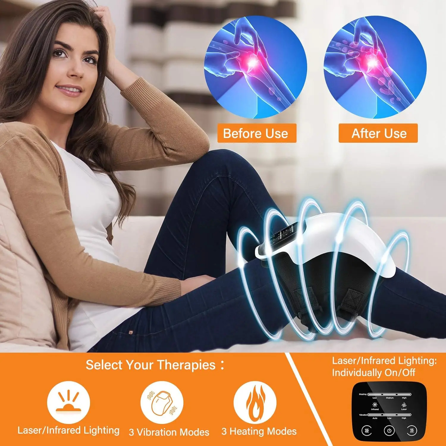 Smart Compress Knee Massagers Electric Relaxing Leg Joint Heating Vibration Massager Cordless Knee Pads Gift for Mom and Dad 241224