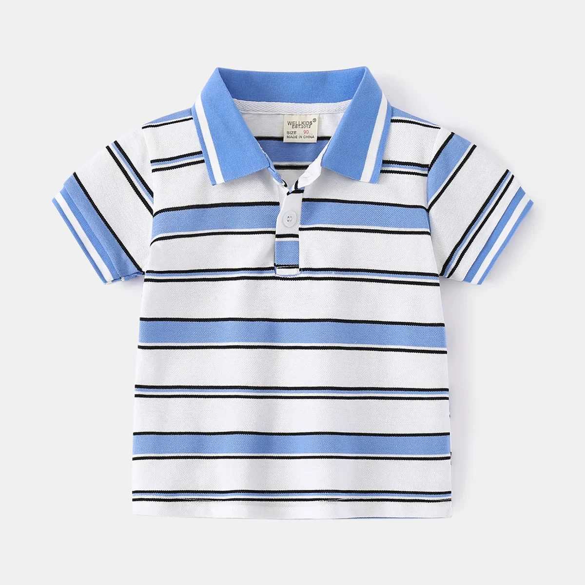 Boys polo shirt short sleeved childrens shirt summer striped 90-130cm childrens T-shirt soft boys clothing 4-6Y W241223