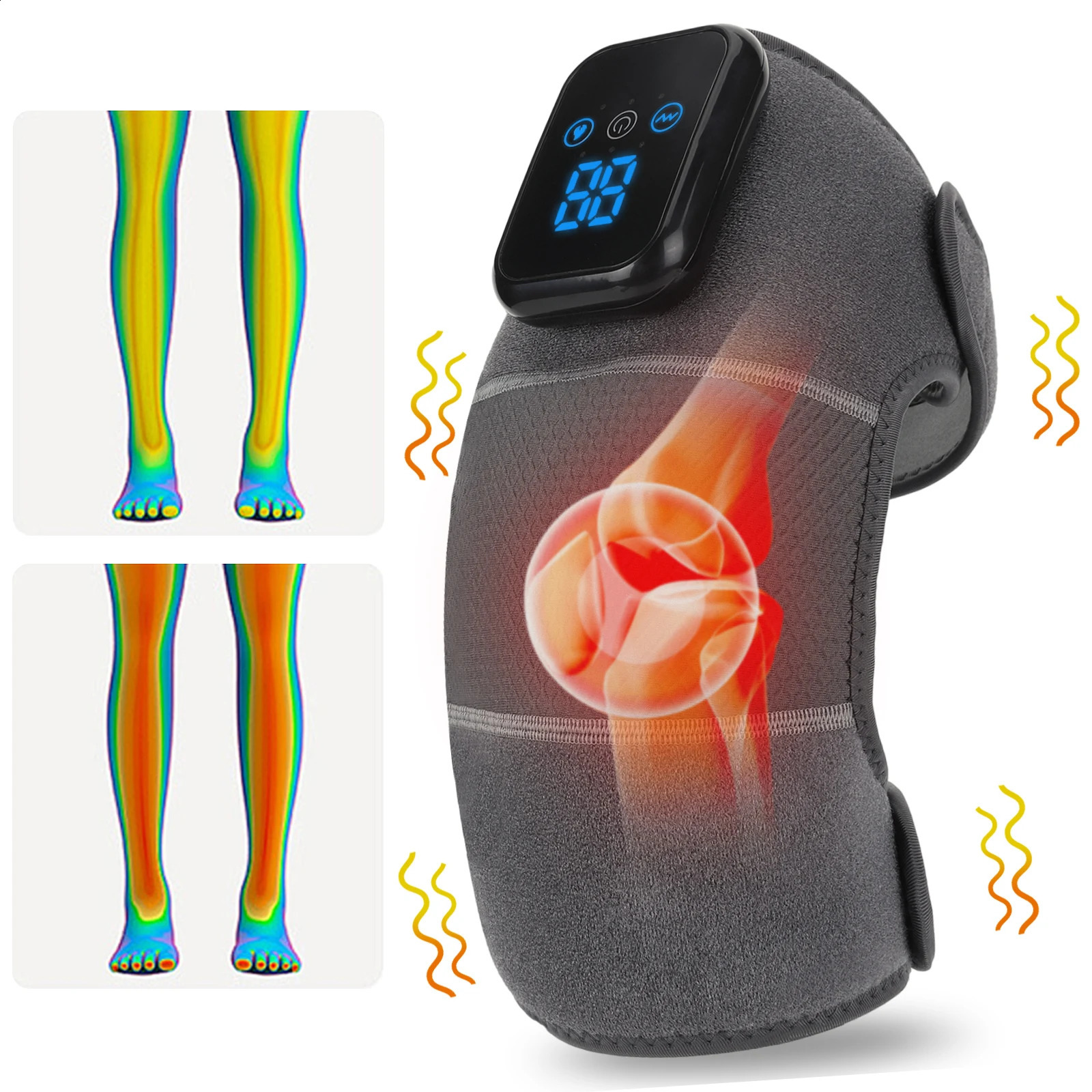 Knee Massager Vibration Heated Knee Massager 3 Adjustable Mode Shoulder Brace Pain Relief Gift for A Comforting Massage 241224