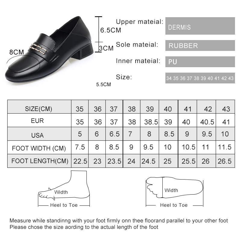 AIYUQI Women Shoes Genuine Leather Fall Square Head Thick Heel Women Loafers Shoes Large Size Fashion Ladies Peas Shoes