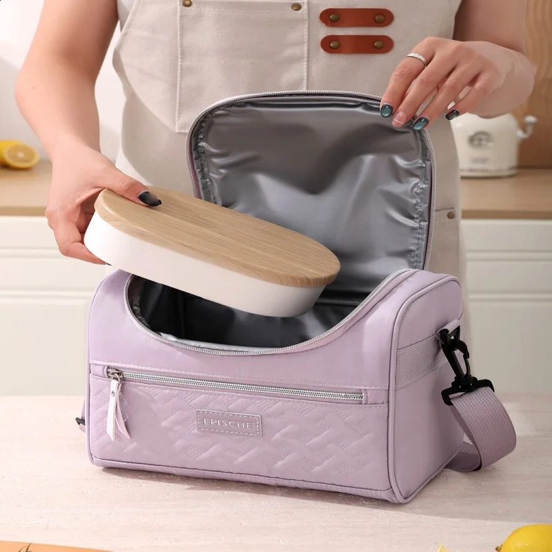 Portable Lunch Bag Food Thermal Box Durable Waterproof Office Cooler Lunchbox with Shoulder Strap Picnic Bag for Couples Unisex 250221