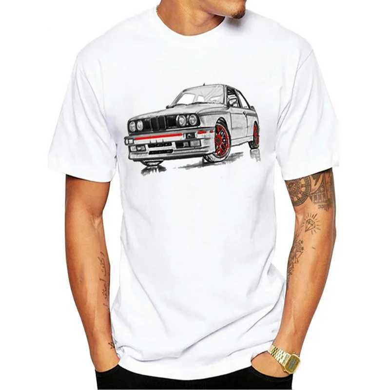 Comfortable and simple suitable for sports car enthusiasts summer mens short sleeved T-shirt BMW retro printed casual shirt W241223
