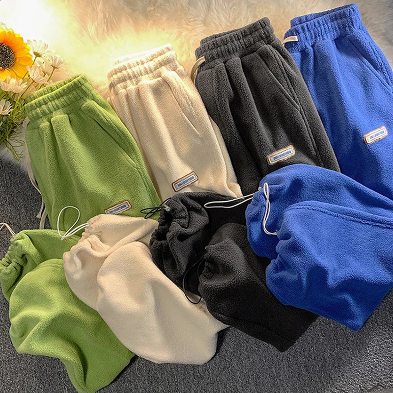 Loose Lamb Wool Velvet leggings Autumn Winter Women Casual Sports Pants Thick Fleece Warm Sweatpants Baggy Joggers Trousers 241220