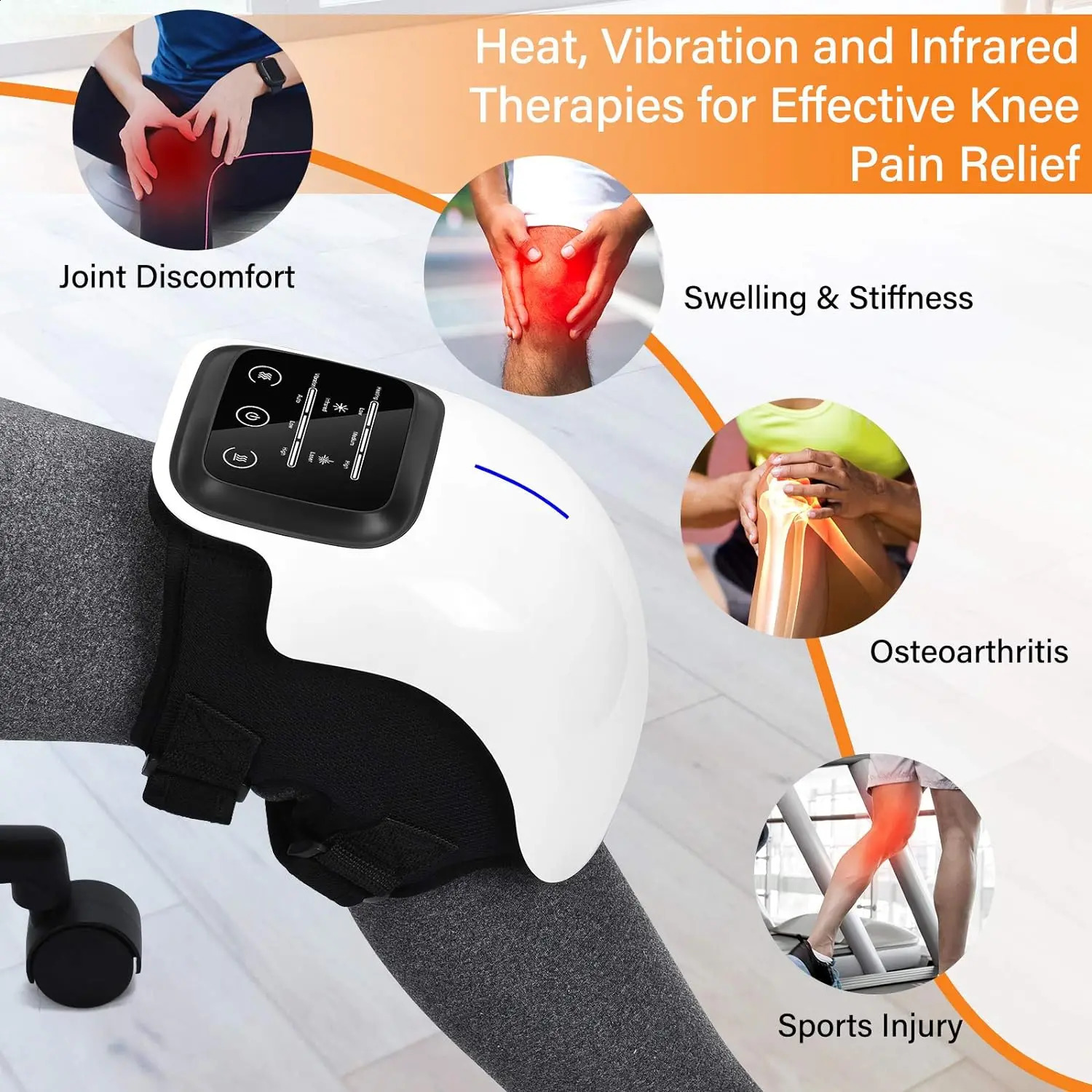 Smart Compress Knee Massagers Electric Relaxing Leg Joint Heating Vibration Massager Cordless Knee Pads Gift for Mom and Dad 241224