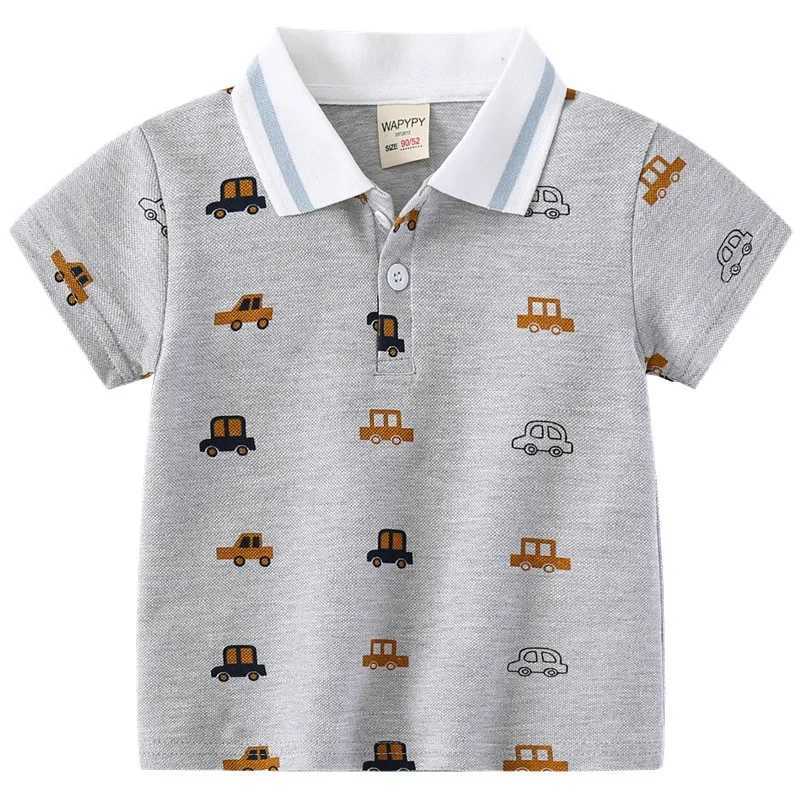 New childrens short sleeved T-shirt boys car printed polo shirt summer fashion breathable cotton 3-8 years old 2 colors W241223