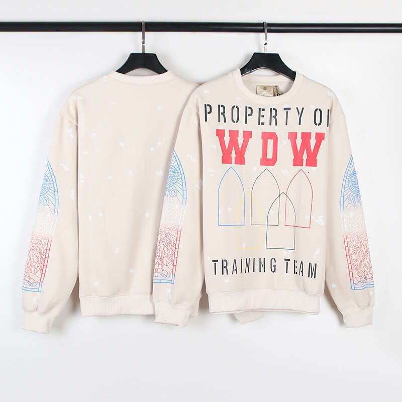 Small niche high street trendy brand WDW bullet print round neck pullover hoodie for couples loose celebrity