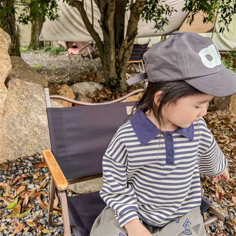 2018 Spring New Childrens T-shirt Fashion Stripe Contrast Color Collar Boys and Girls Polo Shirt Cotton Top W241223