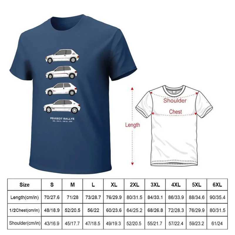 Peu geot 205 06 306 rally classic car series artwork. Cute boy summer clothing mens flat T-shirt W241223