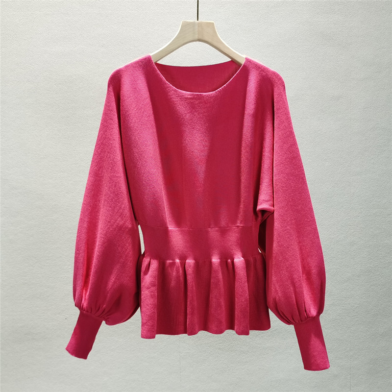 Autumn Elegant 2 Two Piece Set Women Lantern Long Sleeves Crop Tops Fashion Casual Pullover Sweater Sexy High Waist Skirts Sets