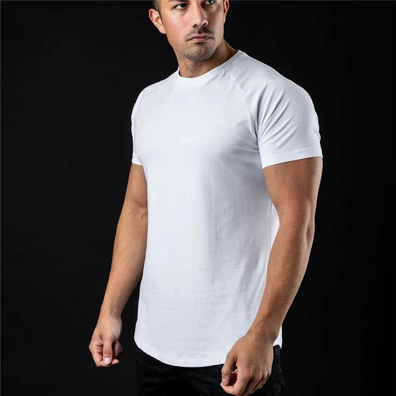Flat weave mens new fashion T-shirt summer cotton short sleeved T-shirt fitness mens gym clothing casual sports T-shirt W241223