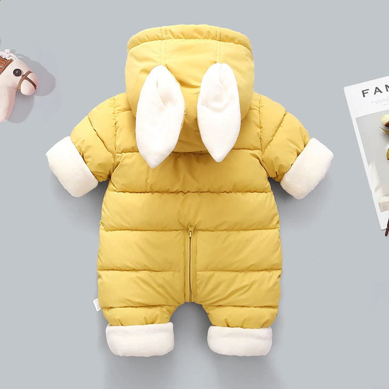 spring Winter Overall For Children Infant Thickened kids Clothes Hooded mantle Cartoon Baby coat Boys Girls Jumpsuit Romper 241223
