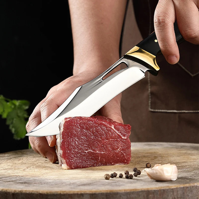 Multi functional butcher knife forged handmade kitchen knife with knife cover stainless steel fruit cooking knife 241224