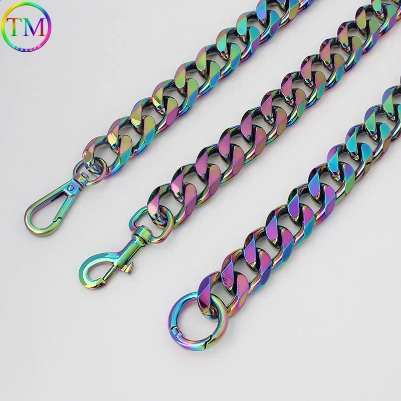 1-3 pieces of 30-100cm rainbow thick circular aluminum chain durable metal snap fasteners used for wallet chain bags and wallet accessories 241223