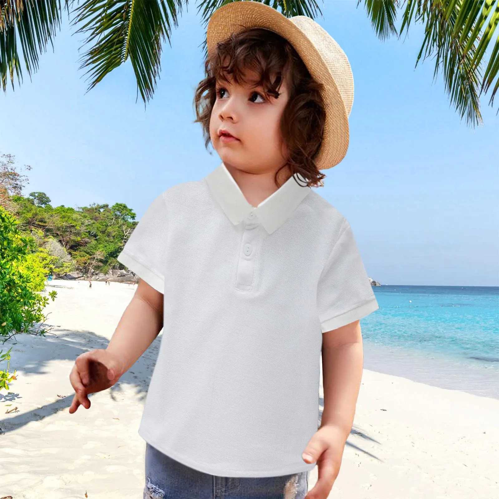 Girl and boy casual classic design slightly elastic cotton polo childrens clothing spring and summer indoor and outdoor childrens clothing W241223