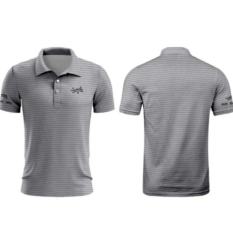 Tiger Woods Golf Sun Day Red Vintage Stripes Mens Summer Tshirt Top Quick Drying Club button up Polo shirt 240919