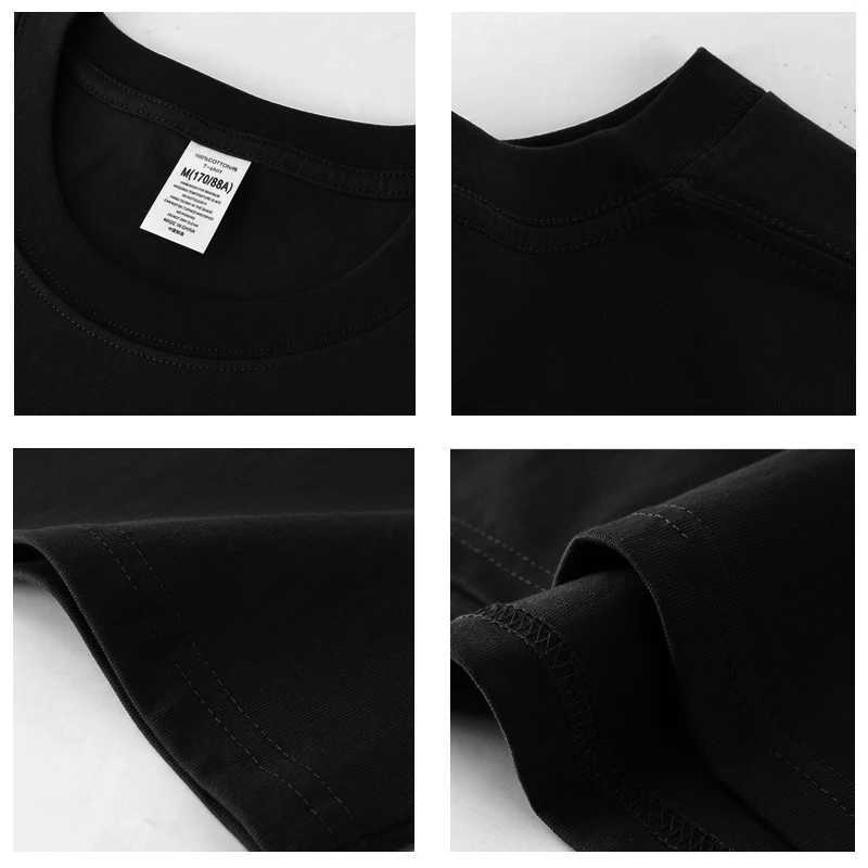Summer basic mens T-shirt heavy-duty pure cotton top short sleeved crew collar T-shirt Harajuku flat clothing W241223