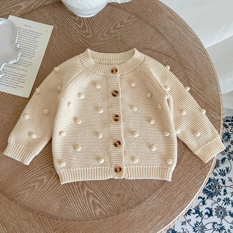 Infant Baby Girl Knitting Cardigan Toddler Baby Girls Sweater Coat Autumn Spring Korean Style Long Sleeve Cardigan Coat 241223