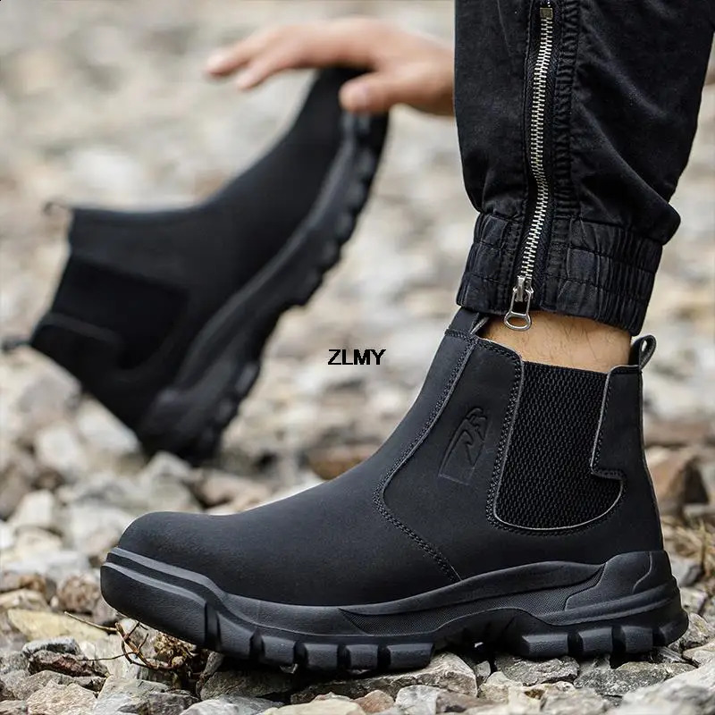 ZLMY Fireproof Flower Welding Shoes Mens High Top Work Safety Boots Stamping Construction Safety Shoes Mens Boots Plus Size 48 241223