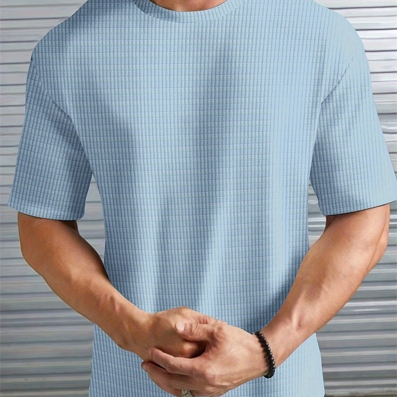 2024 Summer o Collar T-Shirt Mens Fashion Breathable Half Sleeve Top Solid Color Thin casual Cool Quick dry Short Sleeve T-Shir 241223