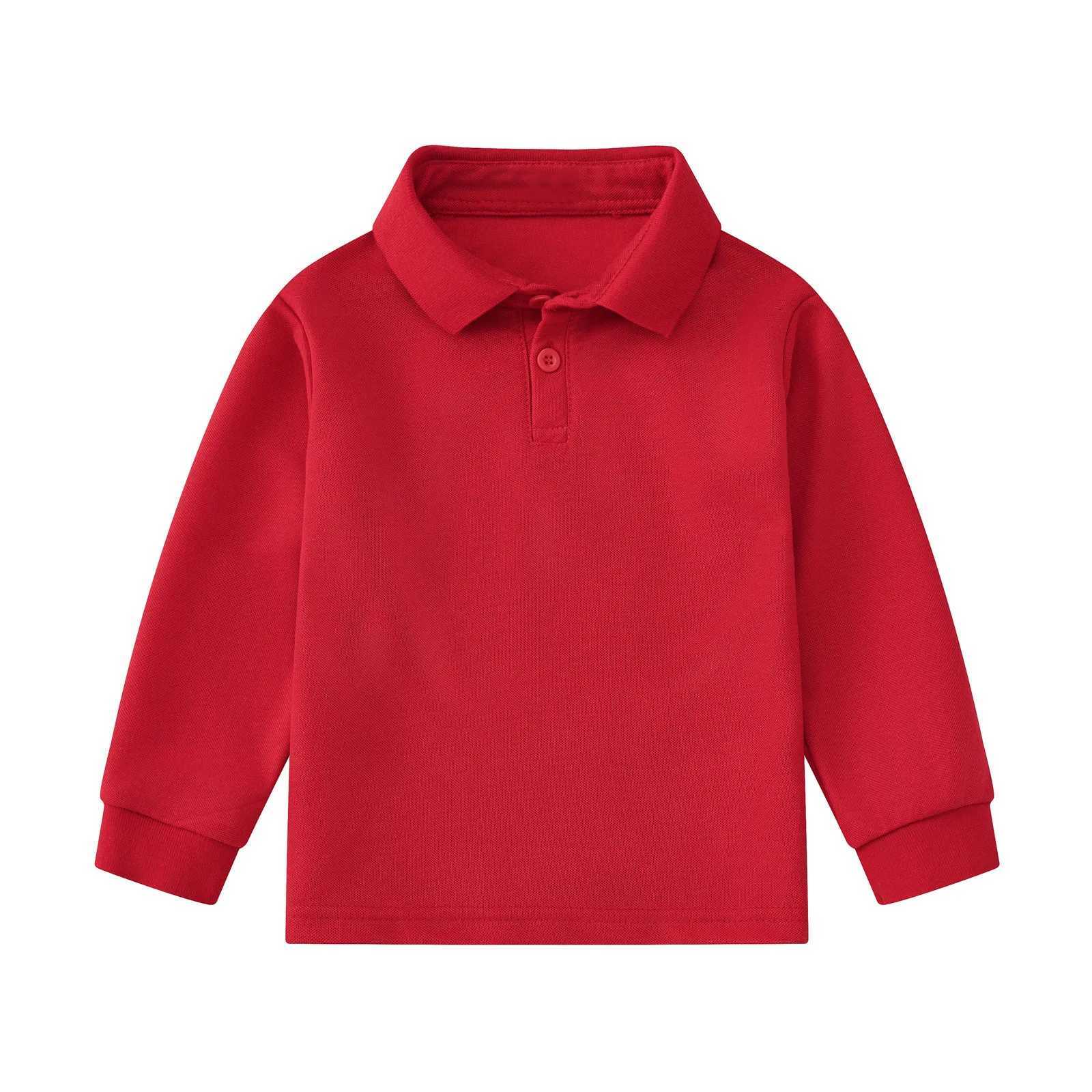 Childrens polo shirt spring and autumn boys and girls top T-shirt long sleeved solid color fashionable breathable children W241223