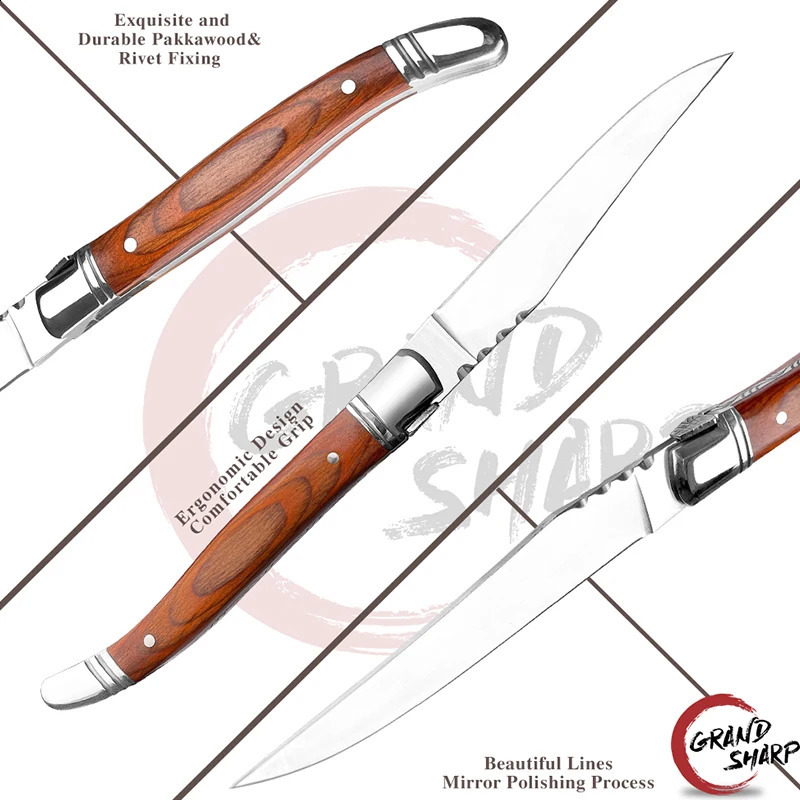 Grandsharp 3.5-inch Laguiole steak knife stainless steel dining table knife flat beef cutter cutlery gift box 241223