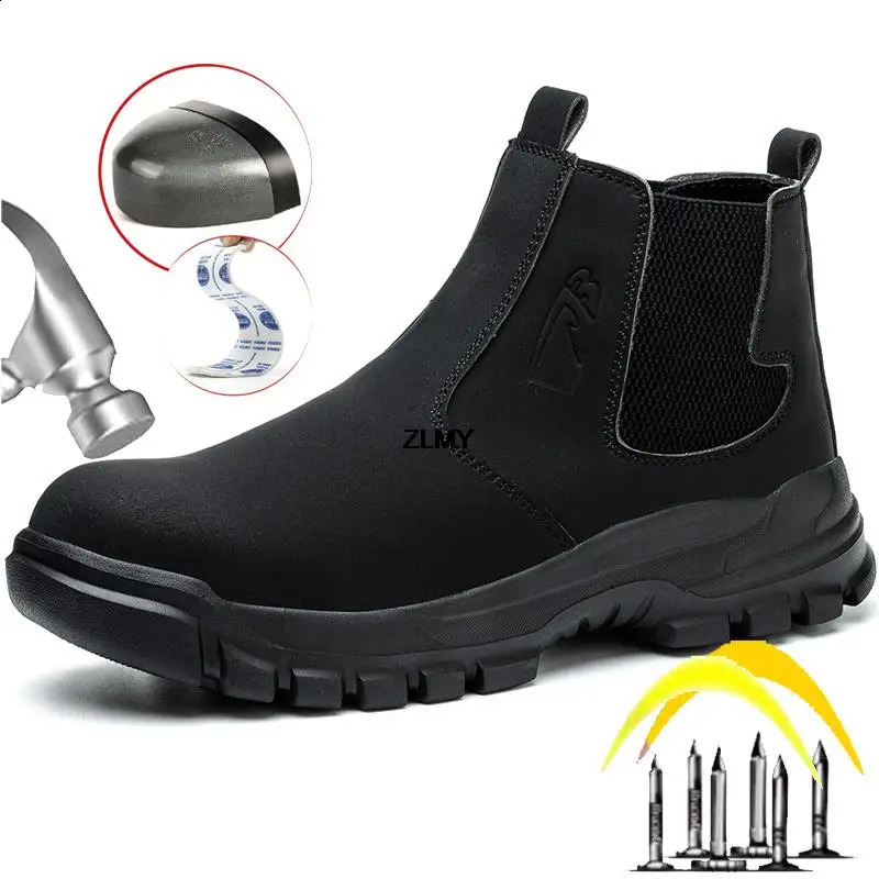 ZLMY Fireproof Flower Welding Shoes Mens High Top Work Safety Boots Stamping Construction Safety Shoes Mens Boots Plus Size 48 241223
