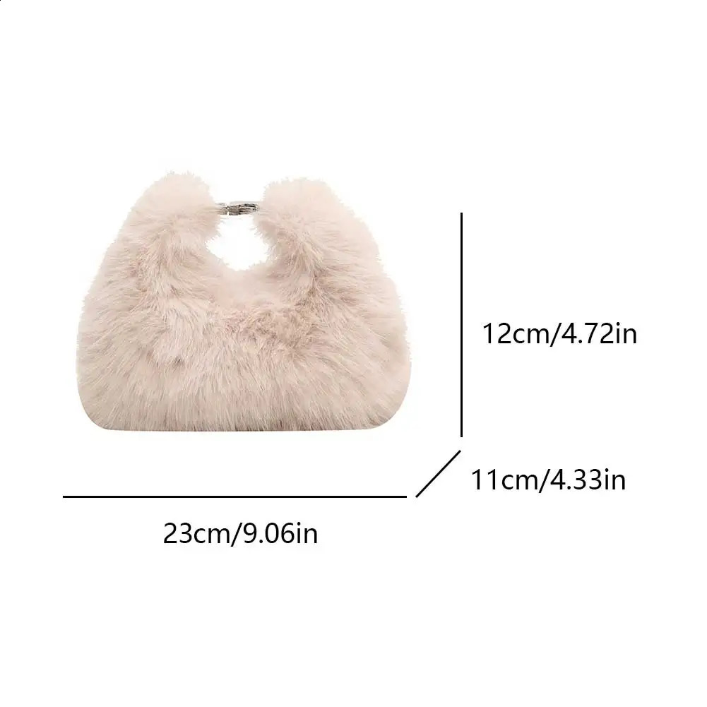 Faux Fur Shoulder Bag for Women Plush Top Handle Clutch Bag Adjustable Strap Fluffy Crossbody Bag Lady Furry Handbag Party Purse 241224