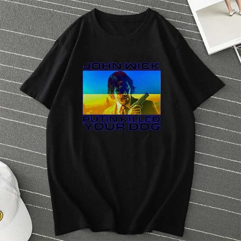 Summer New Classic Action Movie Protagonist John Wick Printed Mens and Womens Simple Fashion T-shirt Harajuku Loose Short Sleeve W241223