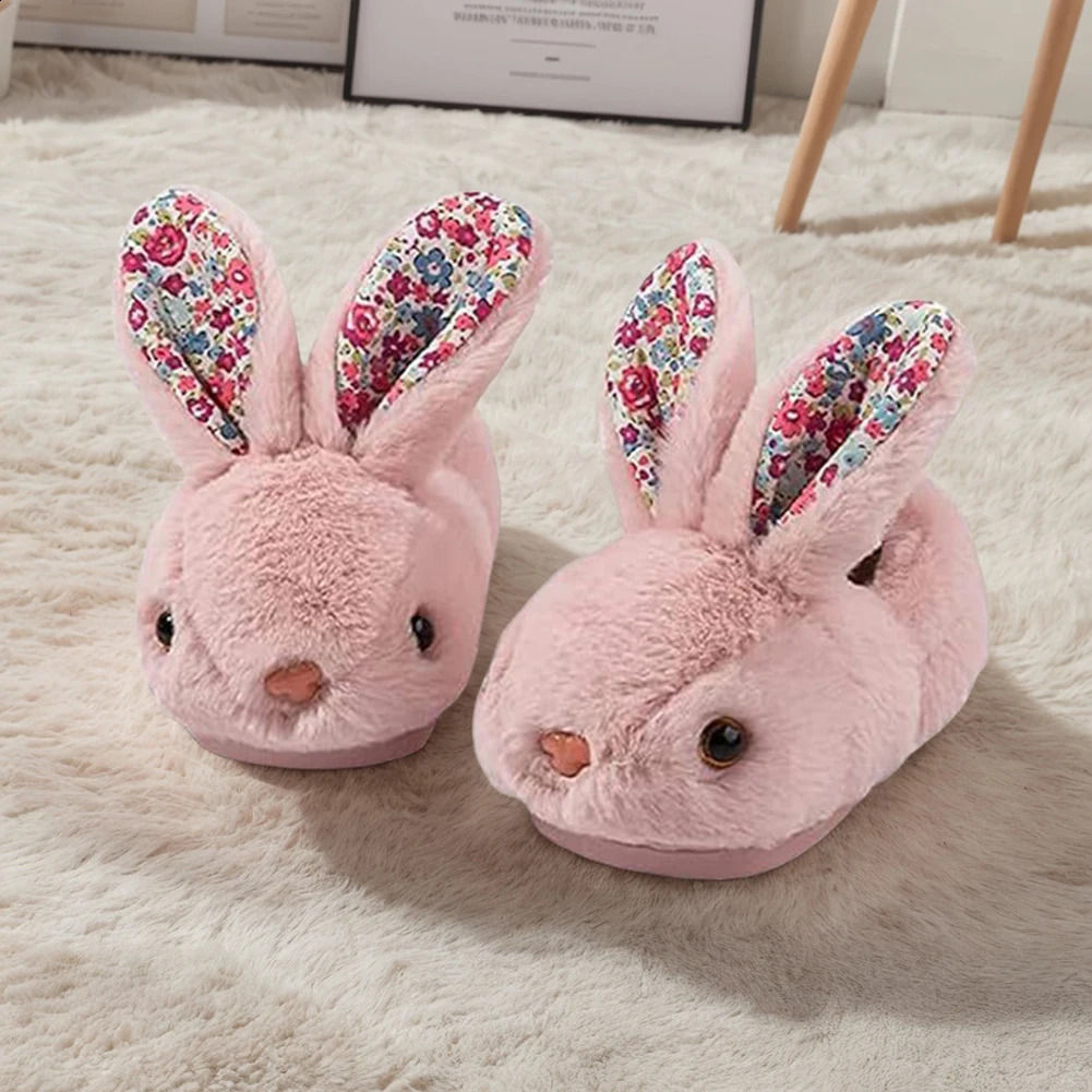 Kids Plush Rabbit Slippers Slip-on House Shoes Comfortable Toddlers Closed Toe Slippers Fluffy Home Slippers for Autumn Winter 241223