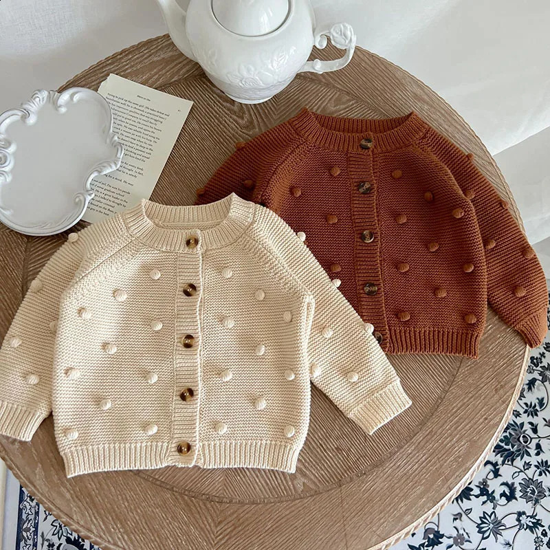Infant Baby Girl Knitting Cardigan Toddler Baby Girls Sweater Coat Autumn Spring Korean Style Long Sleeve Cardigan Coat 241223