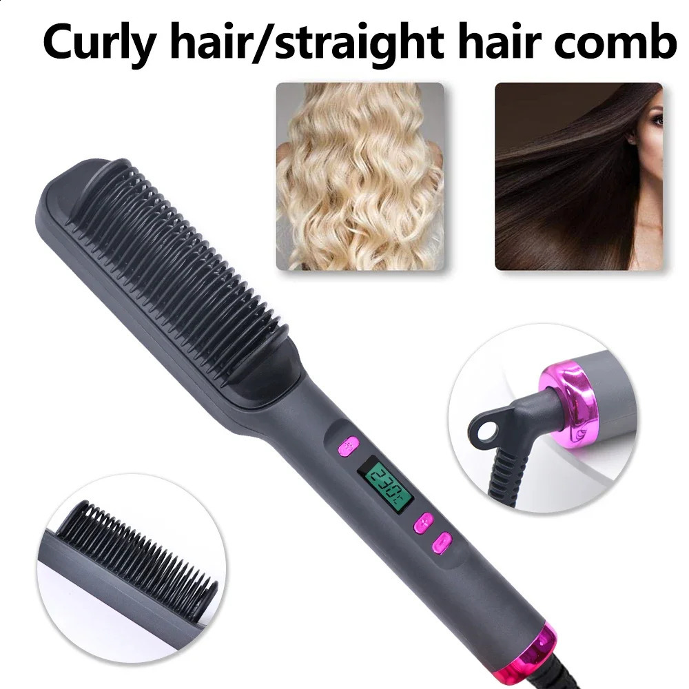 Mini Hair Straightener Comb Customized Hair Styling Hair Brush Straightener Comb LCD Display Sale Hair Straighte 241224