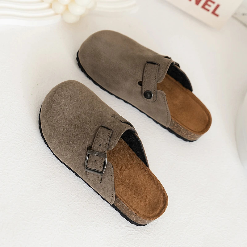Matte Cotton Fashion Casual Medium-sized Boys and Girls Slippers One-leg Baotou Half Slippers Girls 241223