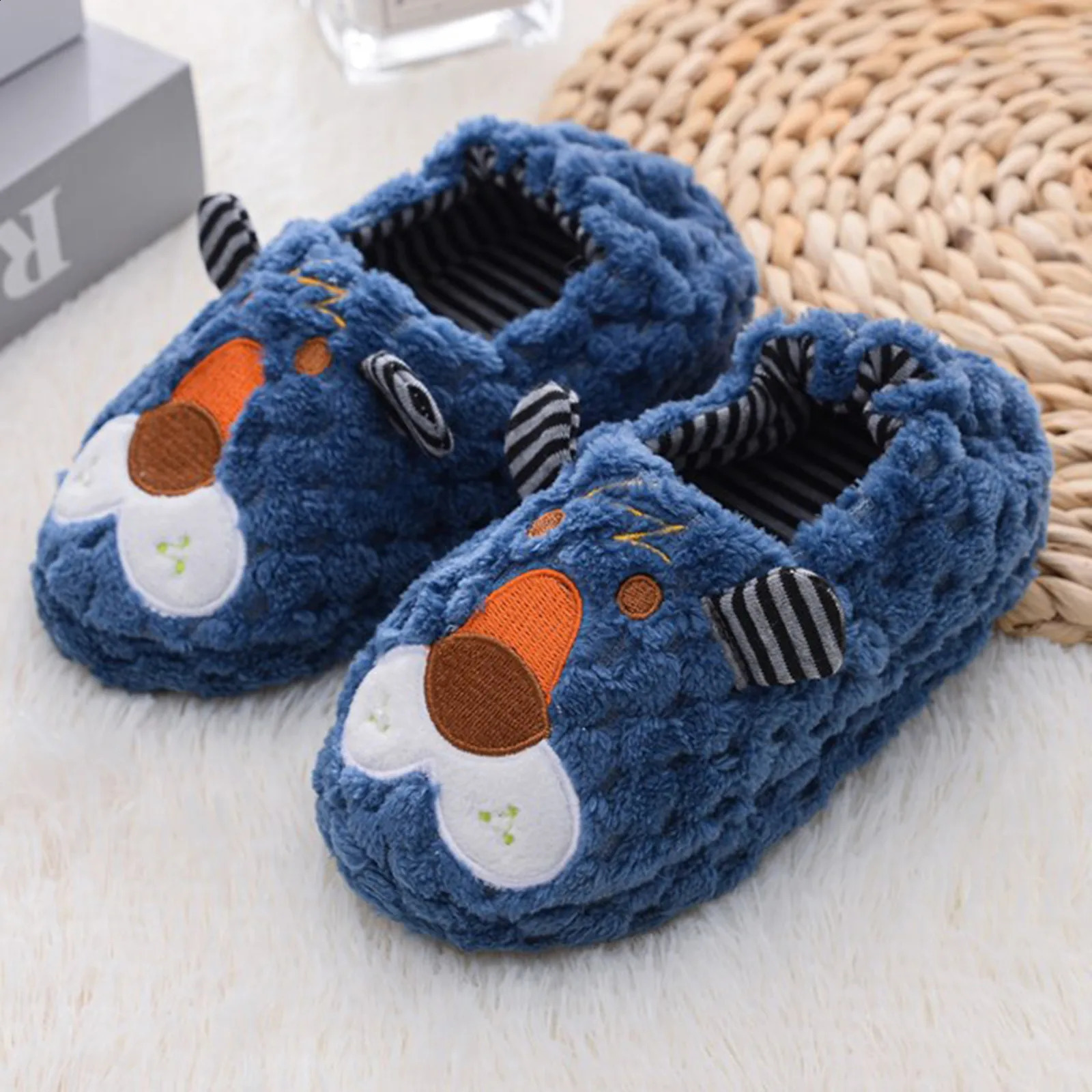Winter Unicorn Slippers Kids Toddler Flip Flops Baby Boy Girl Fur Slides Cotton Indoor Shoes Warm Fluffy House Children Slippers 241223