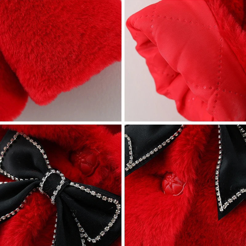 Winter Jacket For Baby Girl Clothes Fashion Christmas Princess Cloak Autumn Warm Faux Fur Girls Coat 1-4 Years Kids Clothes 241223