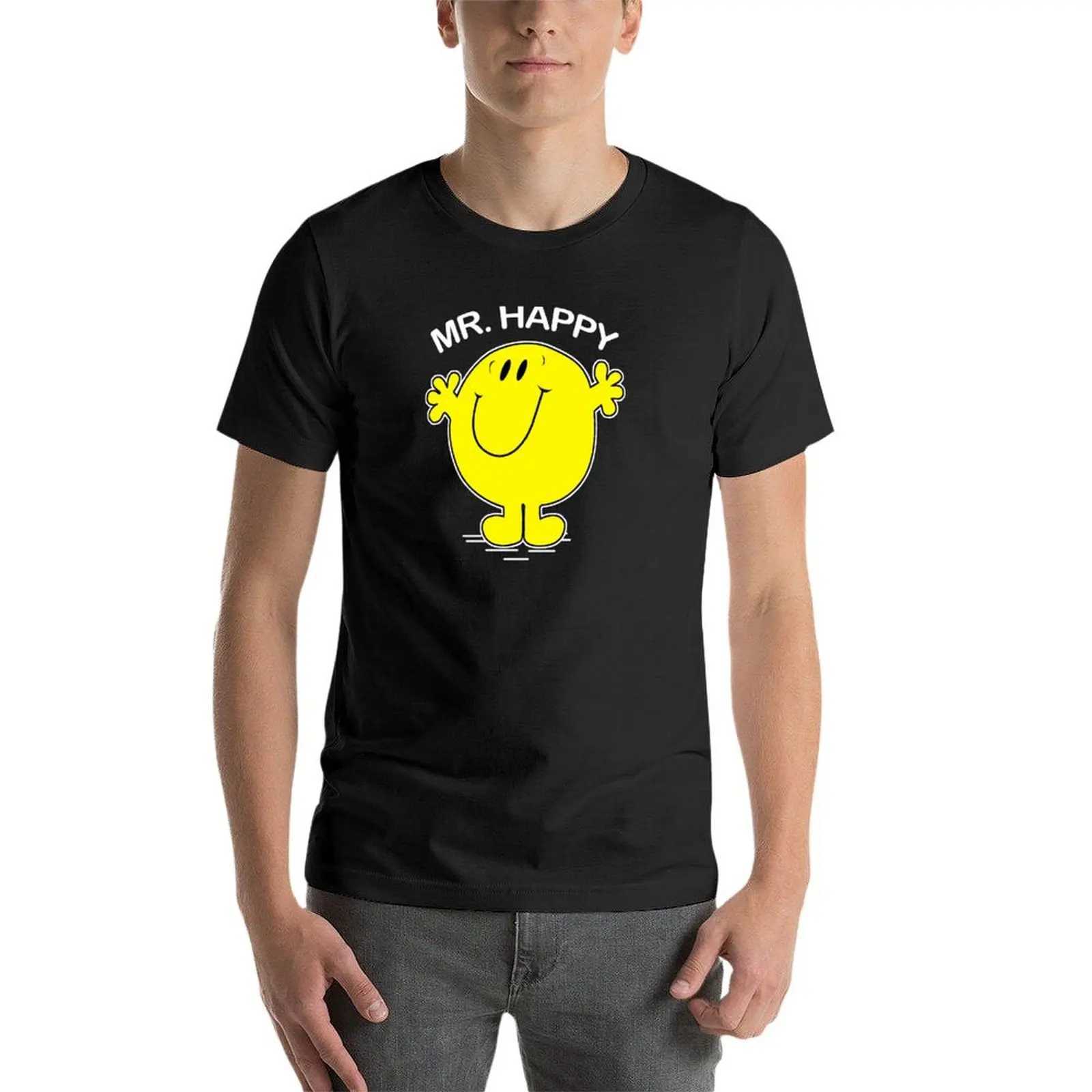 Happy Mr. T-shirt New Solid Color Summer Top Graphic Oversized T-shirt for Men W241223