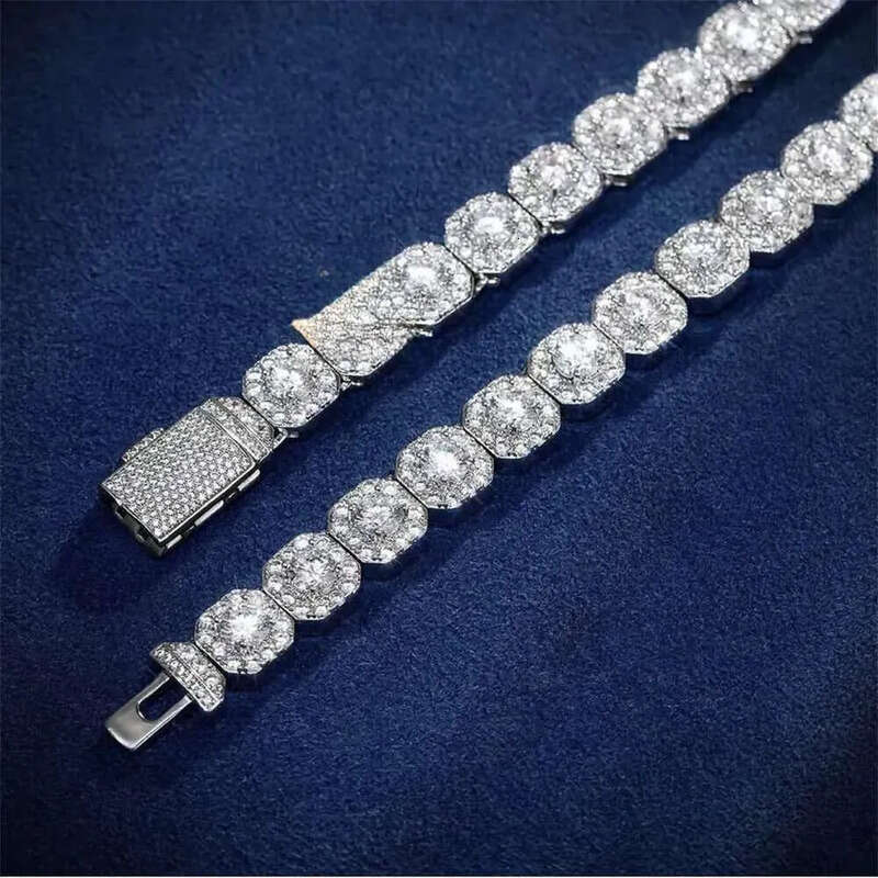 Fire Jewelry 6mm 10mm Sterg Sier d Color Vvs Moissanite Dia Cluster Tennis Chain Necklace for Men Women