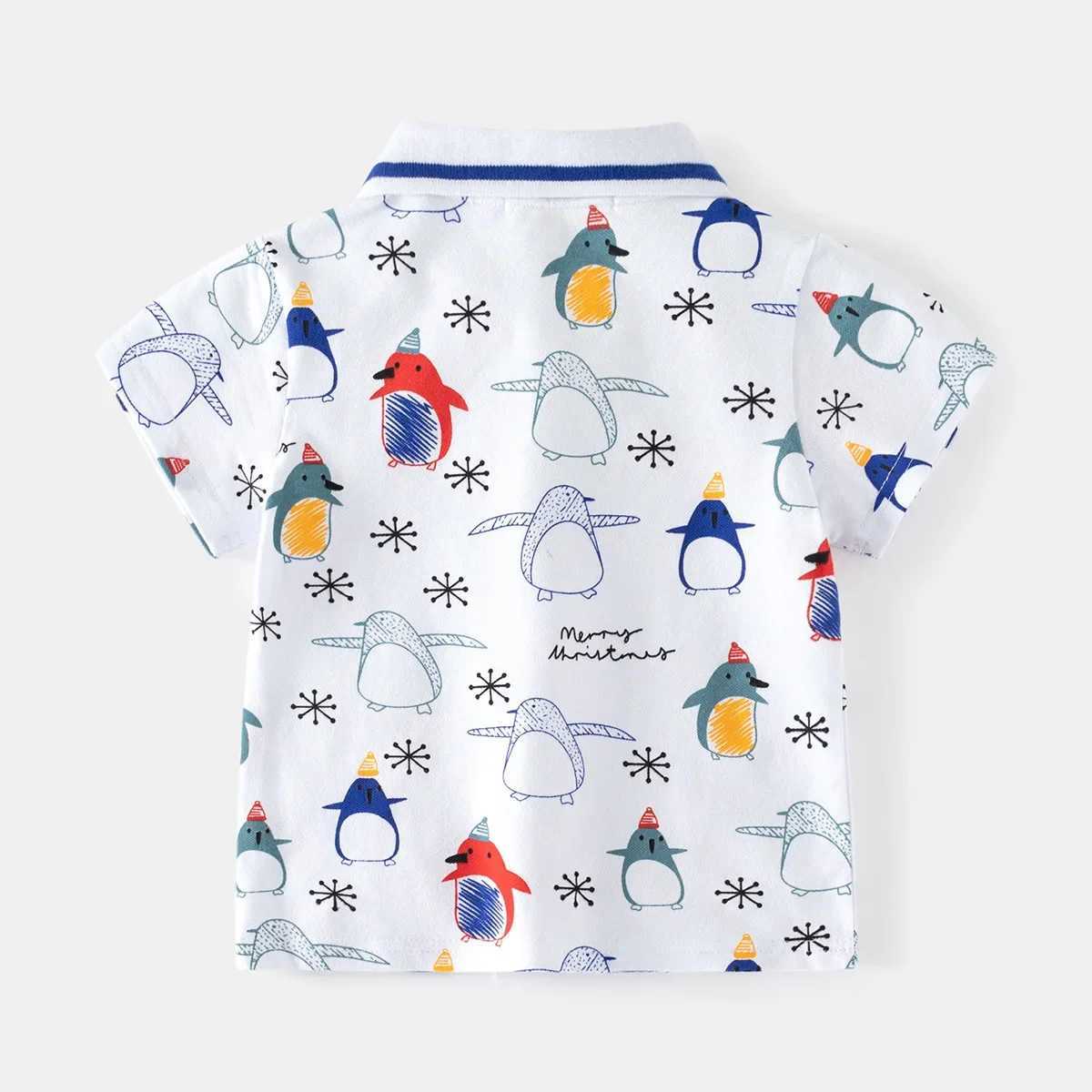 Summer fashion printed short sleeved T-shirt for boys casual and breathable Pique cotton polo shirt for children aged 3-8 W241223
