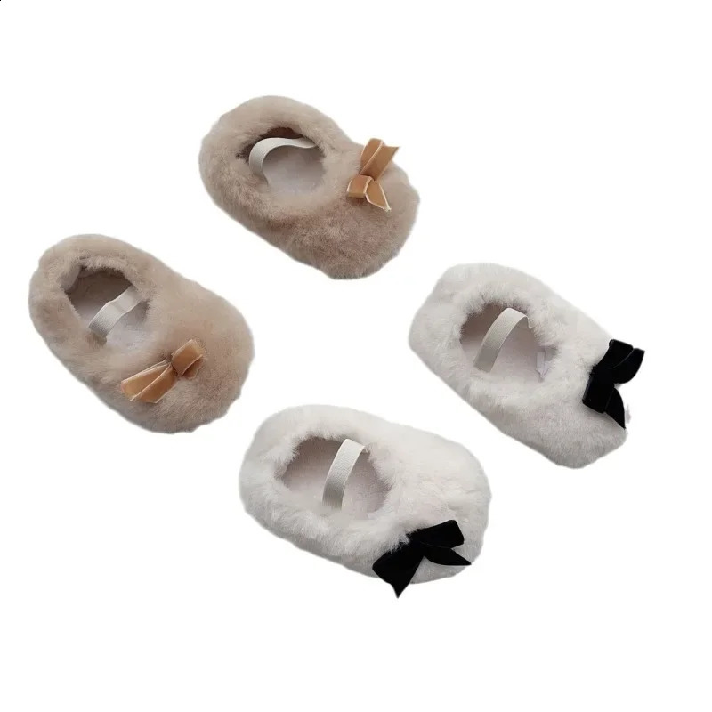 Autumn Winter Baby Dress Shoes Cute Ballet Style Todllers Walking Shoe Warm Cotton Korean Style Hairy Princess Shoes 0-18Months 241223