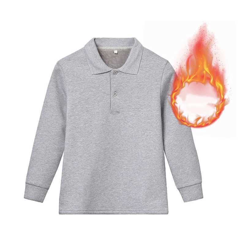 Winter Warm Childrens Boys Clothing Wool Long sleeved Polo Shirt Fashion Youth White Sports Polo Girls Collar Clothing W241223