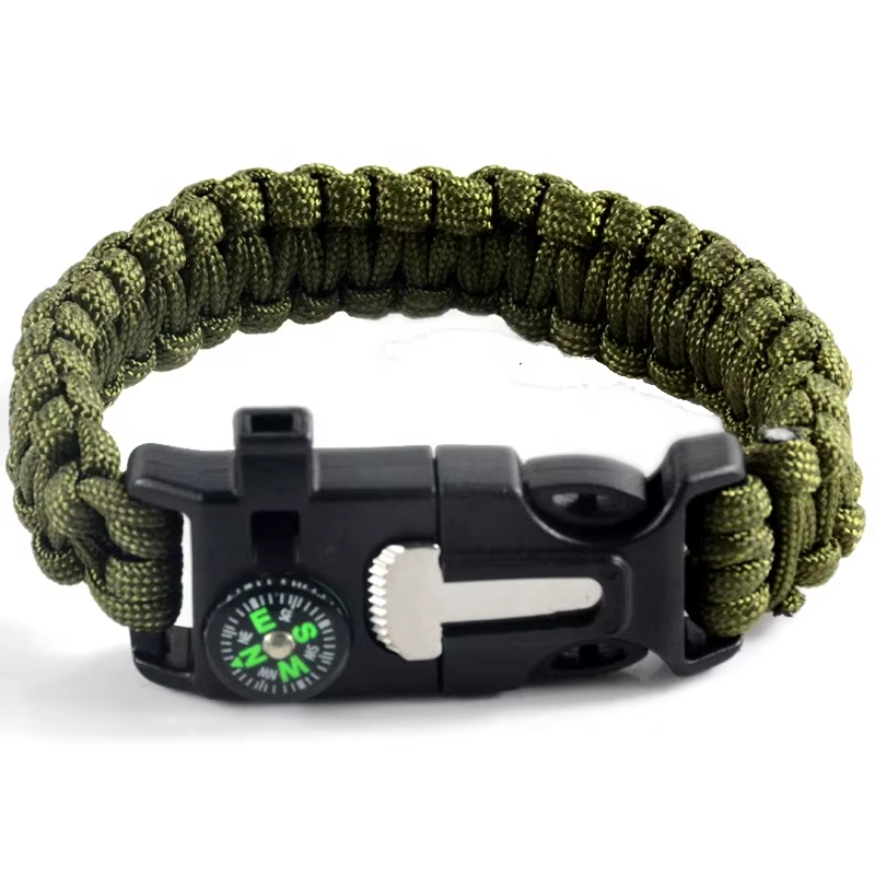 fire starter paracord bracelet with compass whistle for outdoor survival