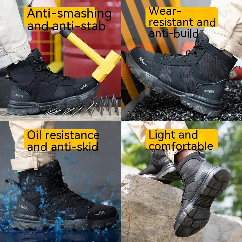 Winter protective work shoes mens safety shoes comfortable and shatterproof Stab shoes sports shoes steel toed mens work boots 241223